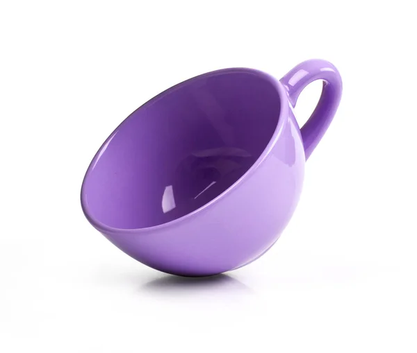 Violet mug isolated on white background — Stok fotoğraf