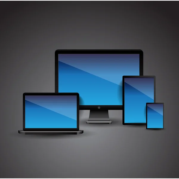 Computer, laptop, Tablet PC en smartphone — Stockvector
