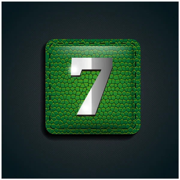 Numéro sept sur cuir vert — Image vectorielle