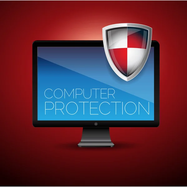 Computer bescherming - schild antivirus — Stockvector