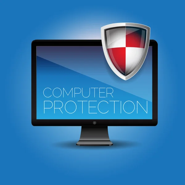 计算机保护-盾防病毒软件 — 图库矢量图片