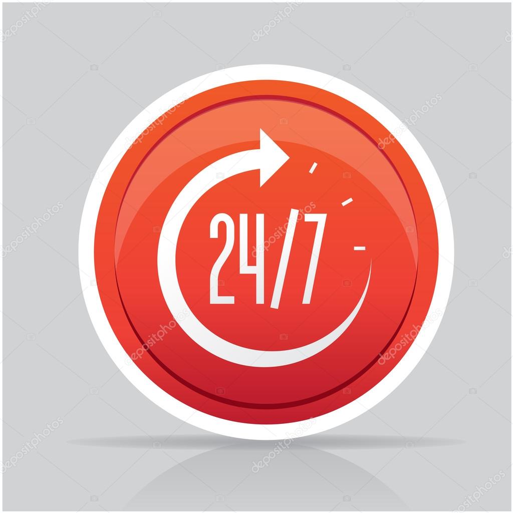 Open around the clock, 24 hours a day icon isolated