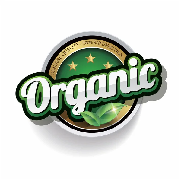 Hundred percent vector organic label — Stock Vector