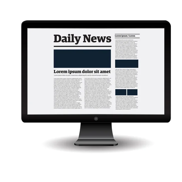 News Concept Business Newspaper on screen — Stock Vector