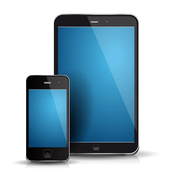 Tablet e conjunto de vetor smartphone — Vetor de Stock
