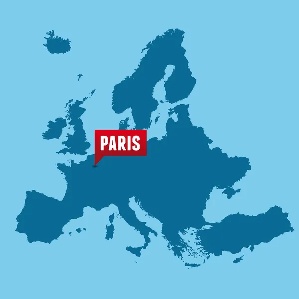 Mapa europeo y ciudad de París — Vector de stock