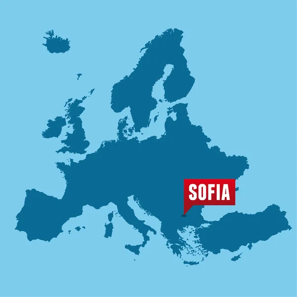 Mapa europeo y ciudad de Sofía — Archivo Imágenes Vectoriales