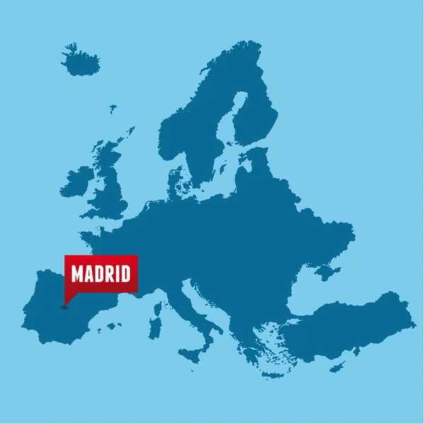 Mapa europeo y Madrid ciudad — Vector de stock