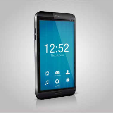 Mavi hoş geldiniz ekranı ile vektör akıllı telefon