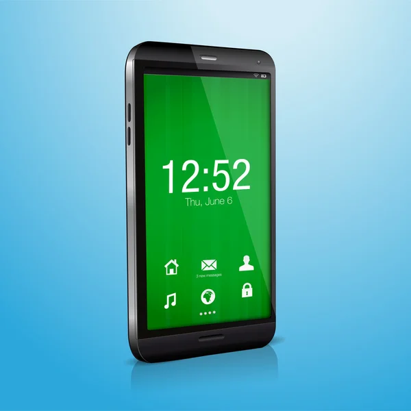 Vector smartphone with green welcome screen — Stock Vector