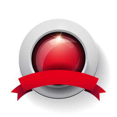 kırmızı kurdele ile vektör düğmesi