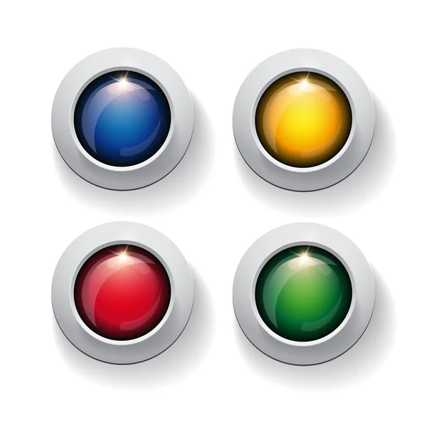 Renkli daire düğmesi üzerine beyaz set — Stok Vektör