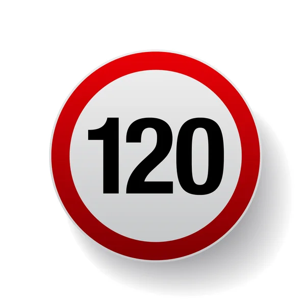 Signo de velocidad - Número ciento veinte botón — Vector de stock