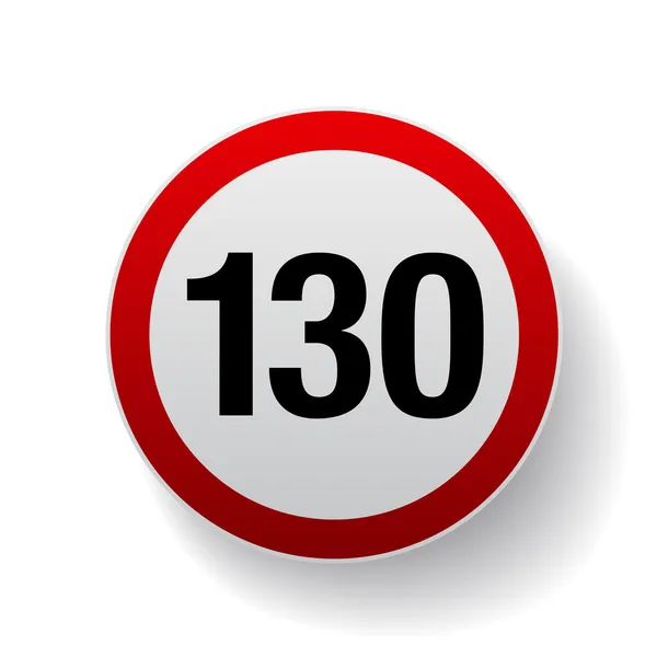 Speed sign - Number one hundred and thirty button — Stock Vector