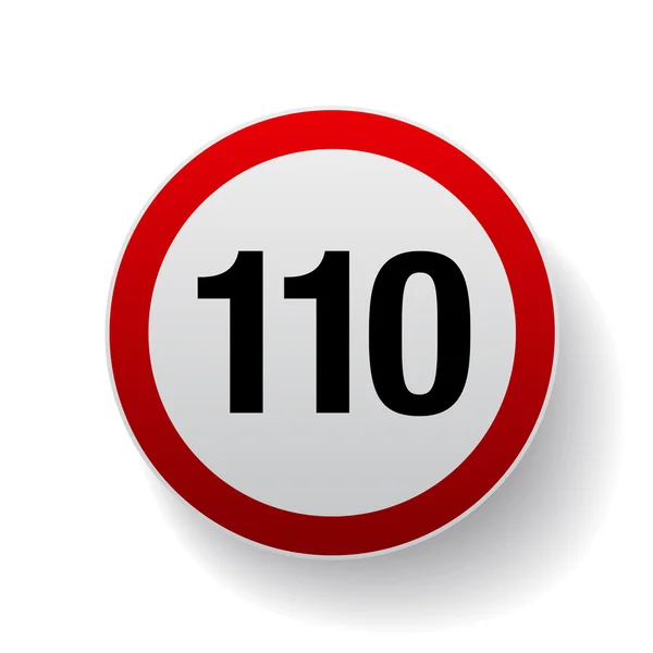 Speed sign - Number one hundred and ten button — Stock Vector
