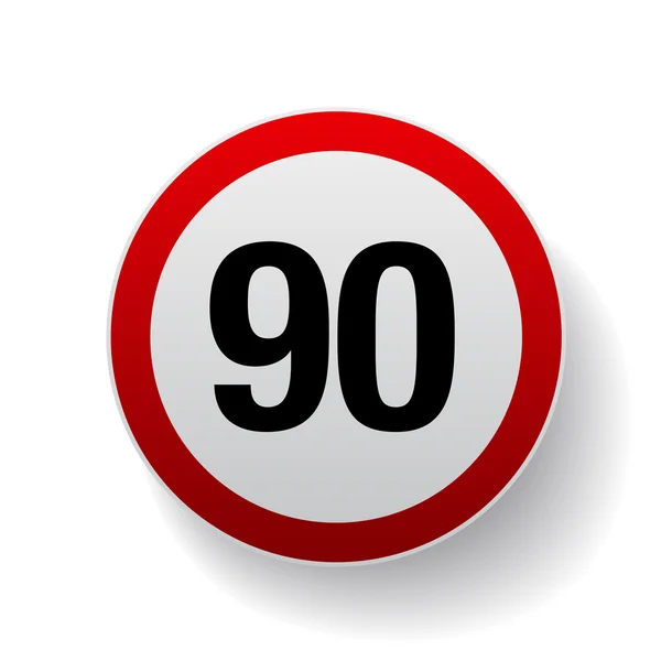 Speed sign - Number ninety button — Stock Vector