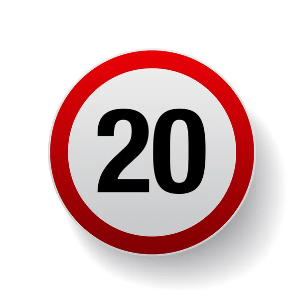 Speed sign - Number twenty button — Stock Vector