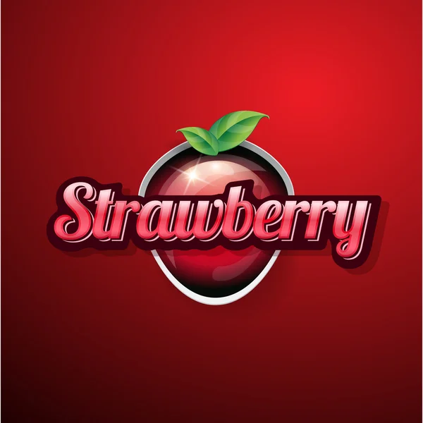 Strawberry vintage sign or button — Stock Vector