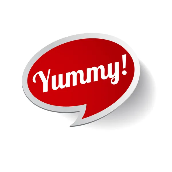 Yummy ετικέτα ή φούσκα ομιλία — Διανυσματικό Αρχείο