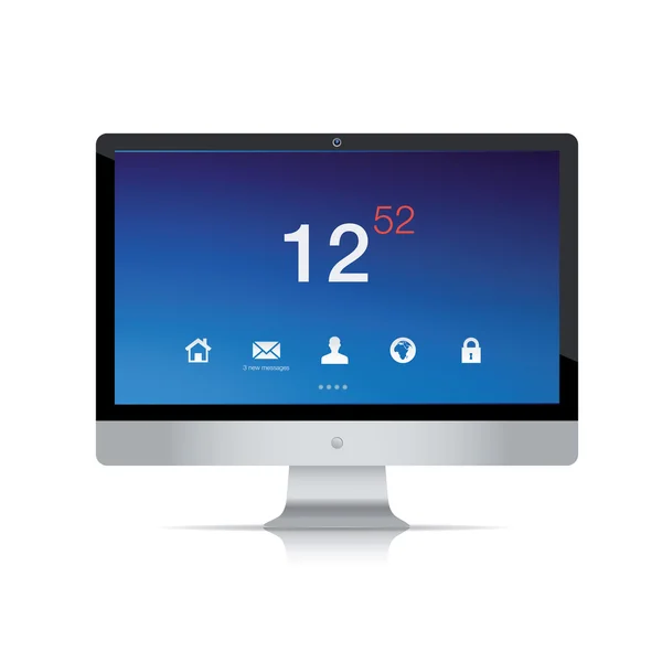 Pantalla de ordenador con iconos de aplicación — Archivo Imágenes Vectoriales