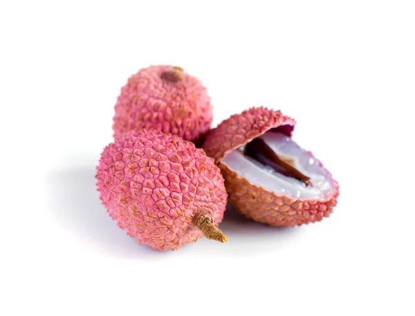 Lychee. Fresh lychees isolated on white background — Stock Photo, Image