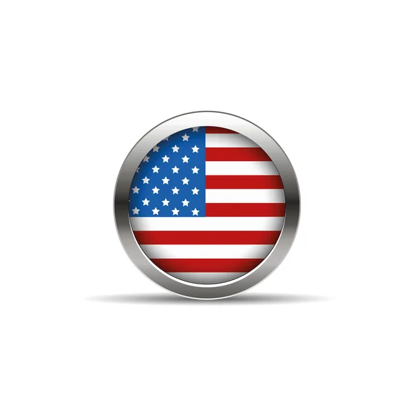 Vetor Botão Brilhante de Bandeira dos Estados Unidos —  Vetores de Stock