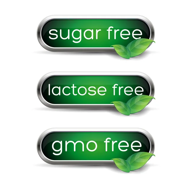 Healthy labels - Sugar, lactose and gmo free — Stock Vector