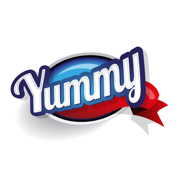 Yummy label lettering — Stock Vector