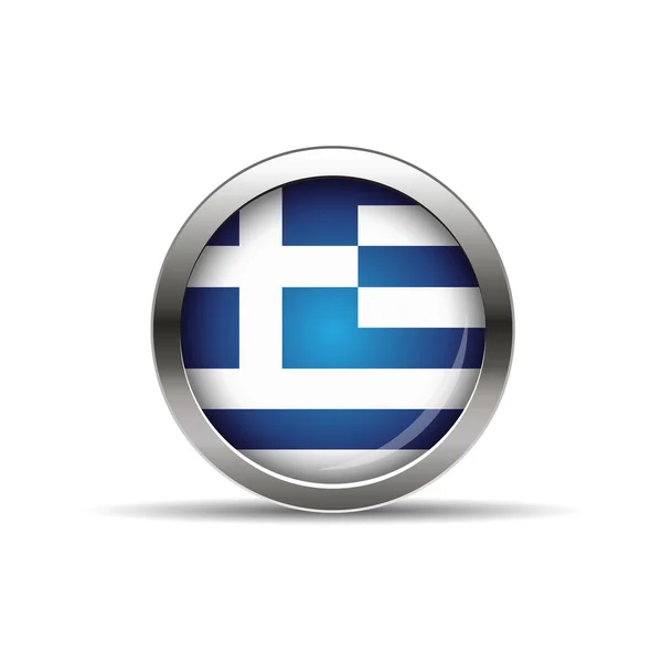Greece flag button with shadow — Stock Vector