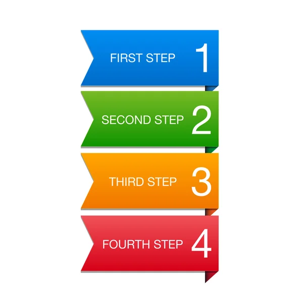 Um dois três quatro ícones de progresso plano coloridos — Vetor de Stock
