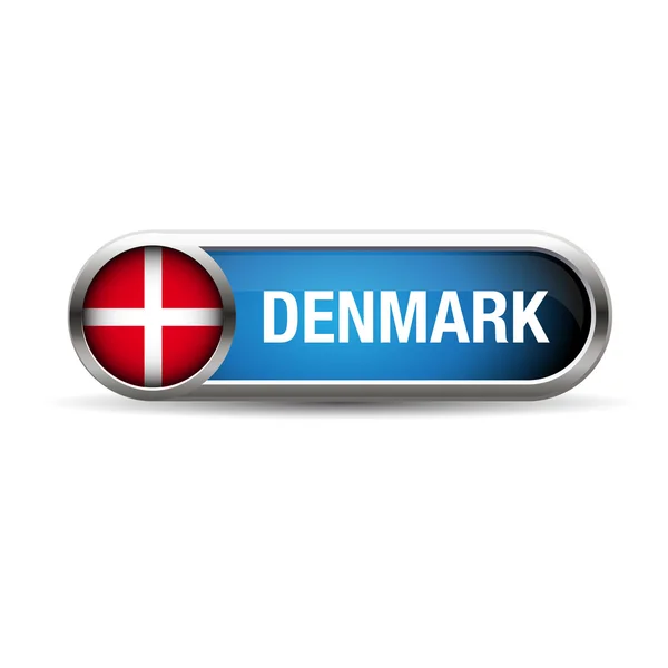 Δανία σημαία γυαλιστερή κουμπί — Διανυσματικό Αρχείο