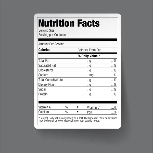 Datos nutricionales Etiqueta de los alimentos — Archivo Imágenes Vectoriales
