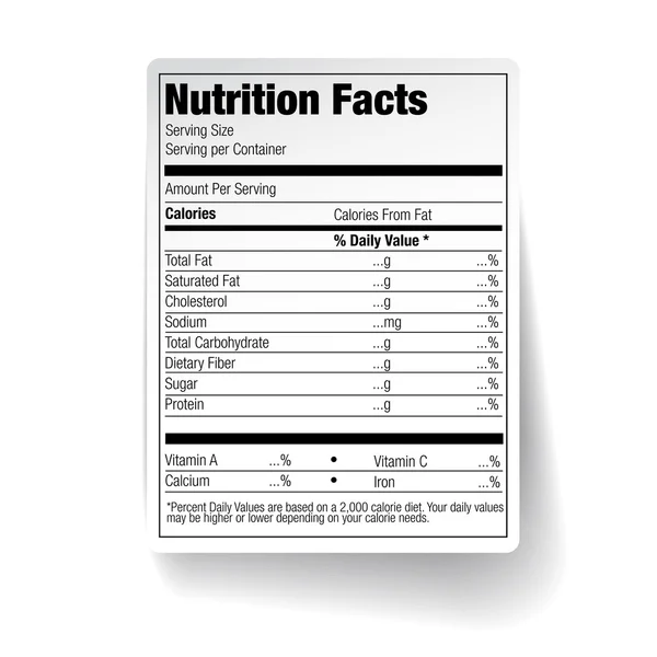 Nutrição Fatos Food Label — Vetor de Stock