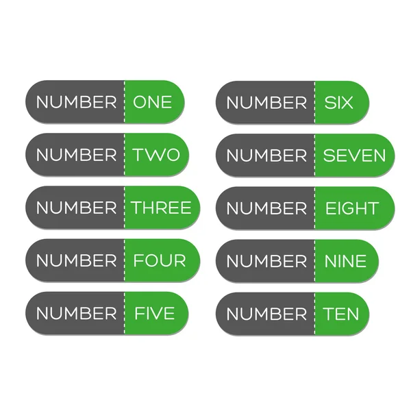 Number set button green — Stock Vector