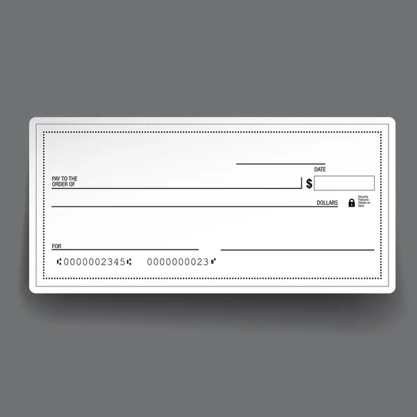 Template of blank banking check — Stock Vector