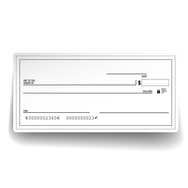 Plantilla de cheque bancario en blanco — Vector de stock