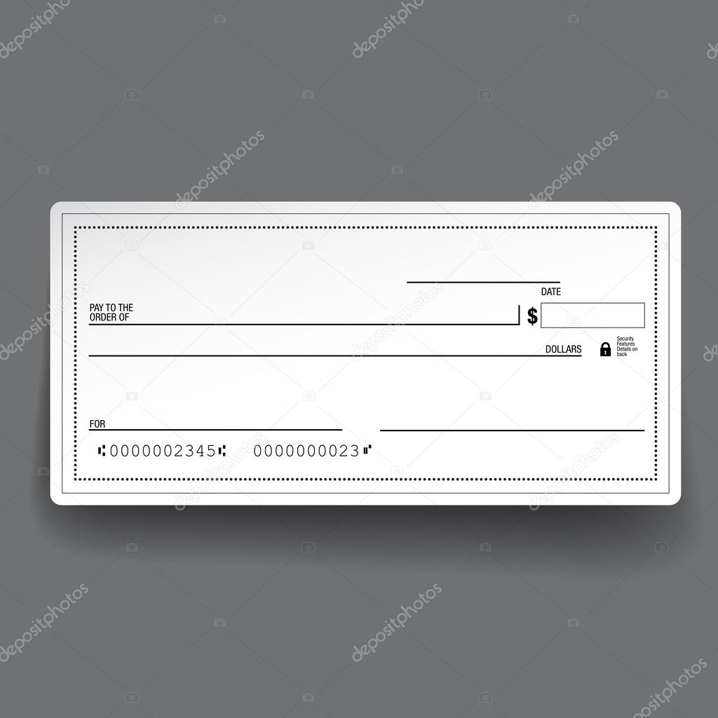 Template of blank banking check