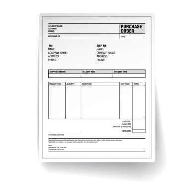 Purchase order template vector clipart
