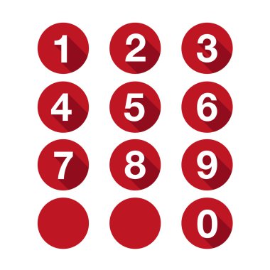 Numbers set red. Vector flat design clipart