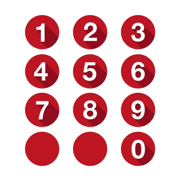 Nummers instellen rood. vector plat ontwerp — Stockvector