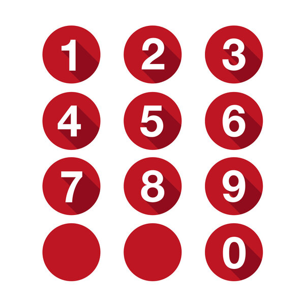 Numbers set red. Vector flat design