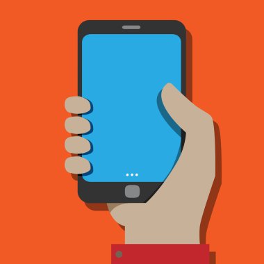 Akıllı telefon elinde.