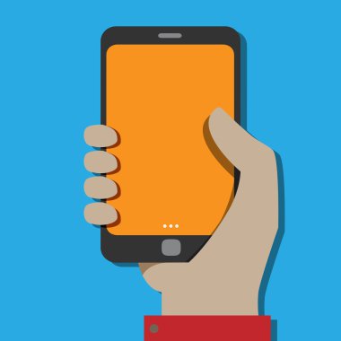 Akıllı telefon elinde.