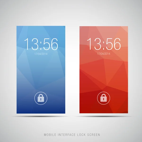 Conception d'application d'interface mobile bleu et rouge — Image vectorielle