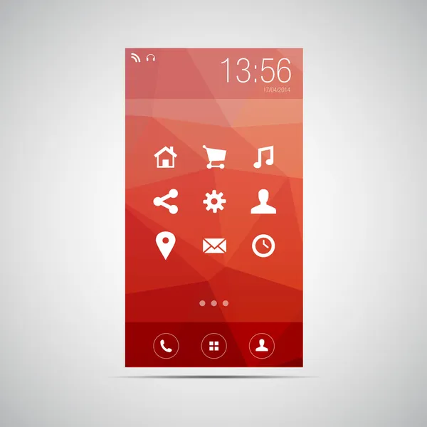 Mobilt gränssnitt app design röd — Stock vektor