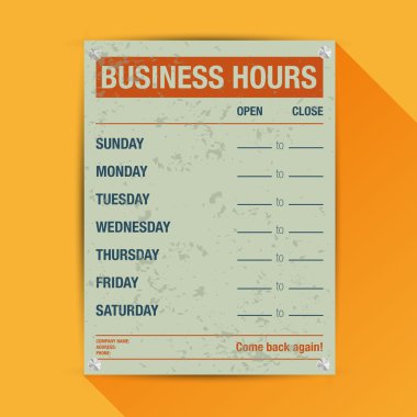 Business hours vector template clipart
