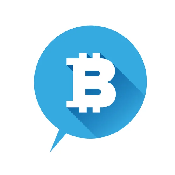 Bitcoin icon speech bubble blue — Stock Vector