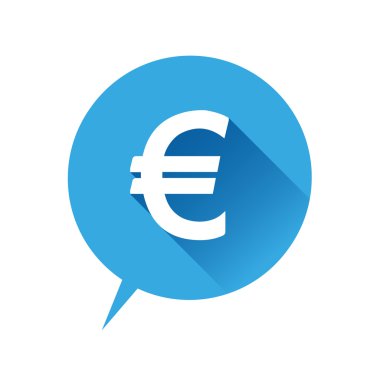 Euro düz simgesi mavi. vektör çizim.