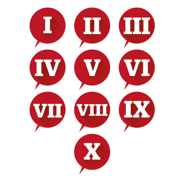 Numbers set. Vector flat design roman numeral