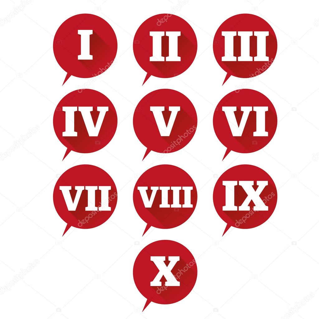 Numbers set. Vector flat design roman numeral